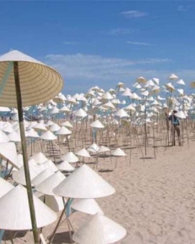 Vietnamese hats on beach